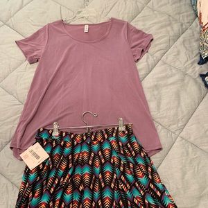 Classic tee and Madison skirt outfit